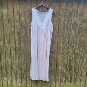 Vanity Fair Vintage 80s Pale Pink Ankle Length Nightgown Womens Size XL
